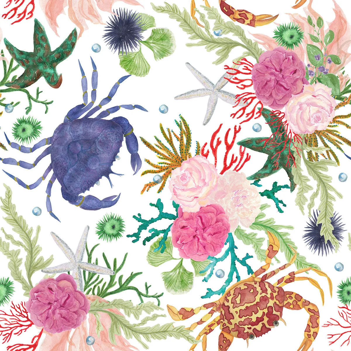 Crabs and Flowers Wallpaper