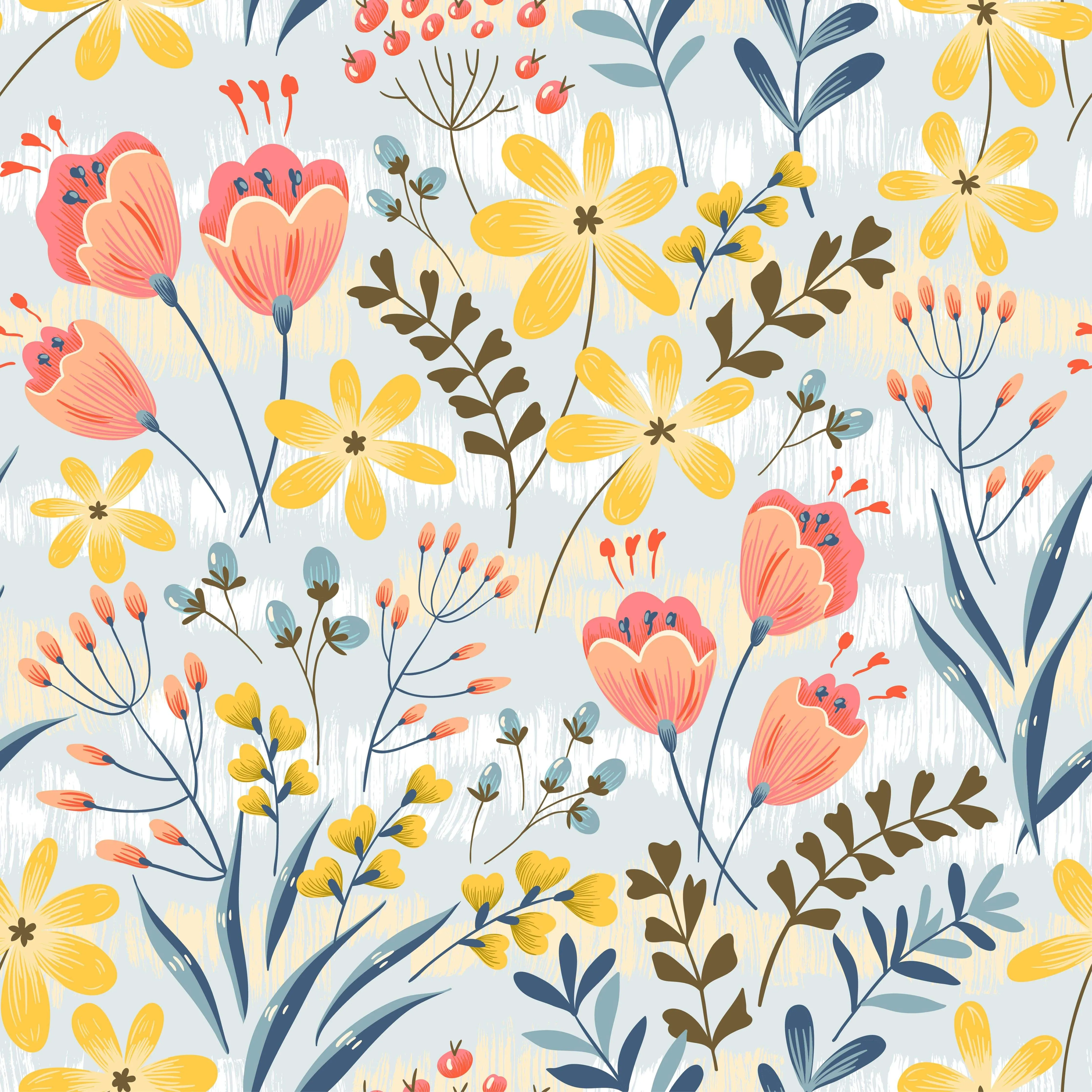 Cute Flowers Pattern Wallpaper