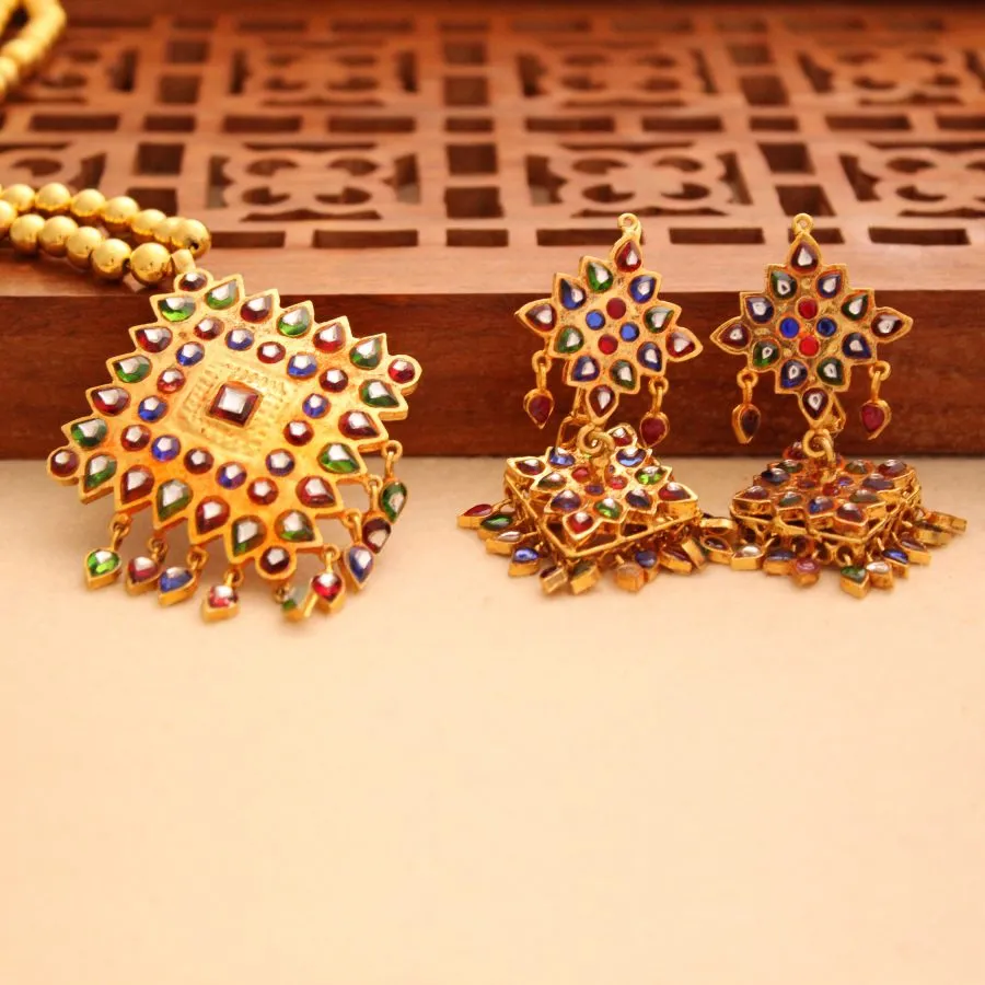 Dhurri Set with Multi color Kundan Work