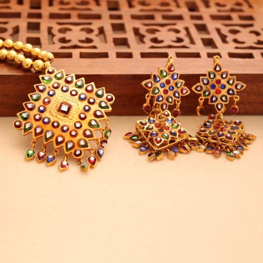 Dhurri Set with Multi color Kundan Work