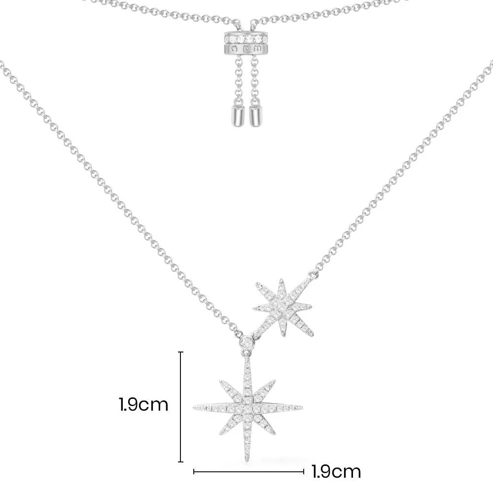 Double Météorites adjustable necklace - silver