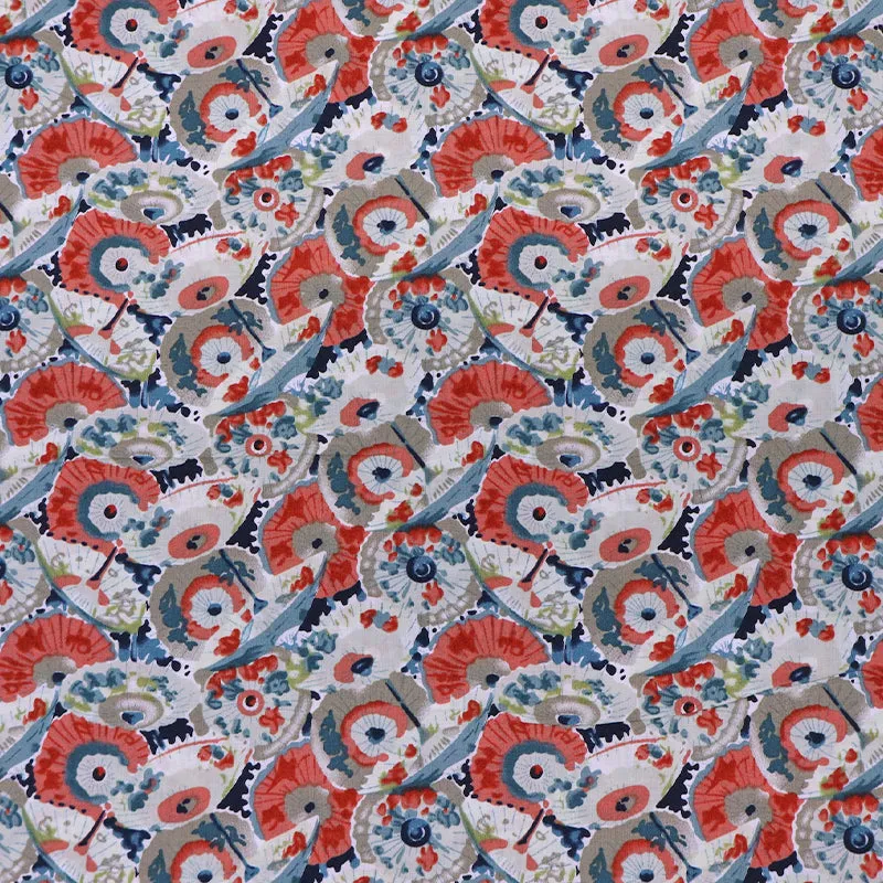 Dressmaking Floral Cotton Lawn Fabric - Evelyn - Red and Blue