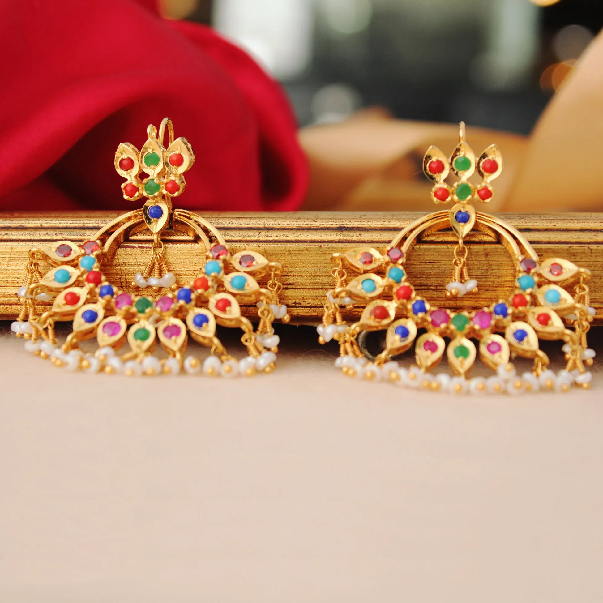 Earrings with Multi Color Stones