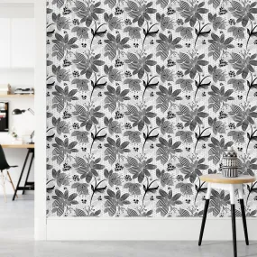 Elegant Black and White Floral Wallpaper Chic