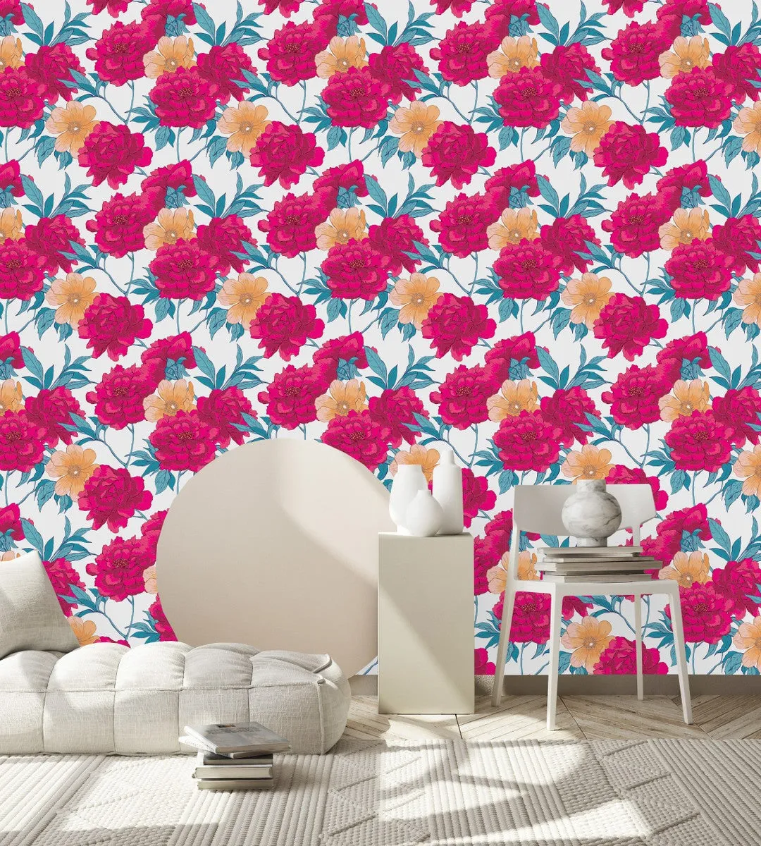 Elegant Large Pink Peonies Wallpaper