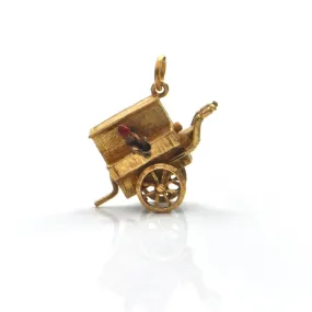 English 9K Gold Music Cart With Movable Monkey Charm (1957)