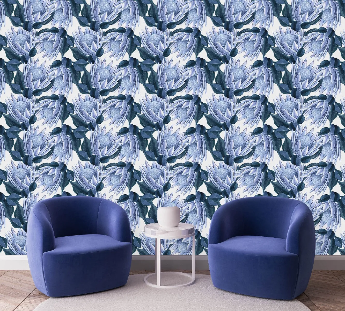 Fashionable Blue Protea Wallpaper Vogue