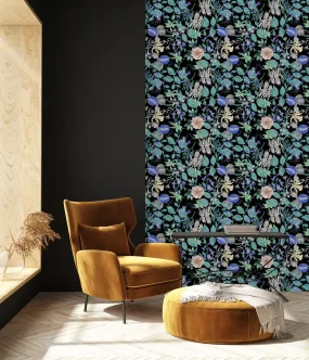 Fashionable Dark Floral Wallpaper Tasteful