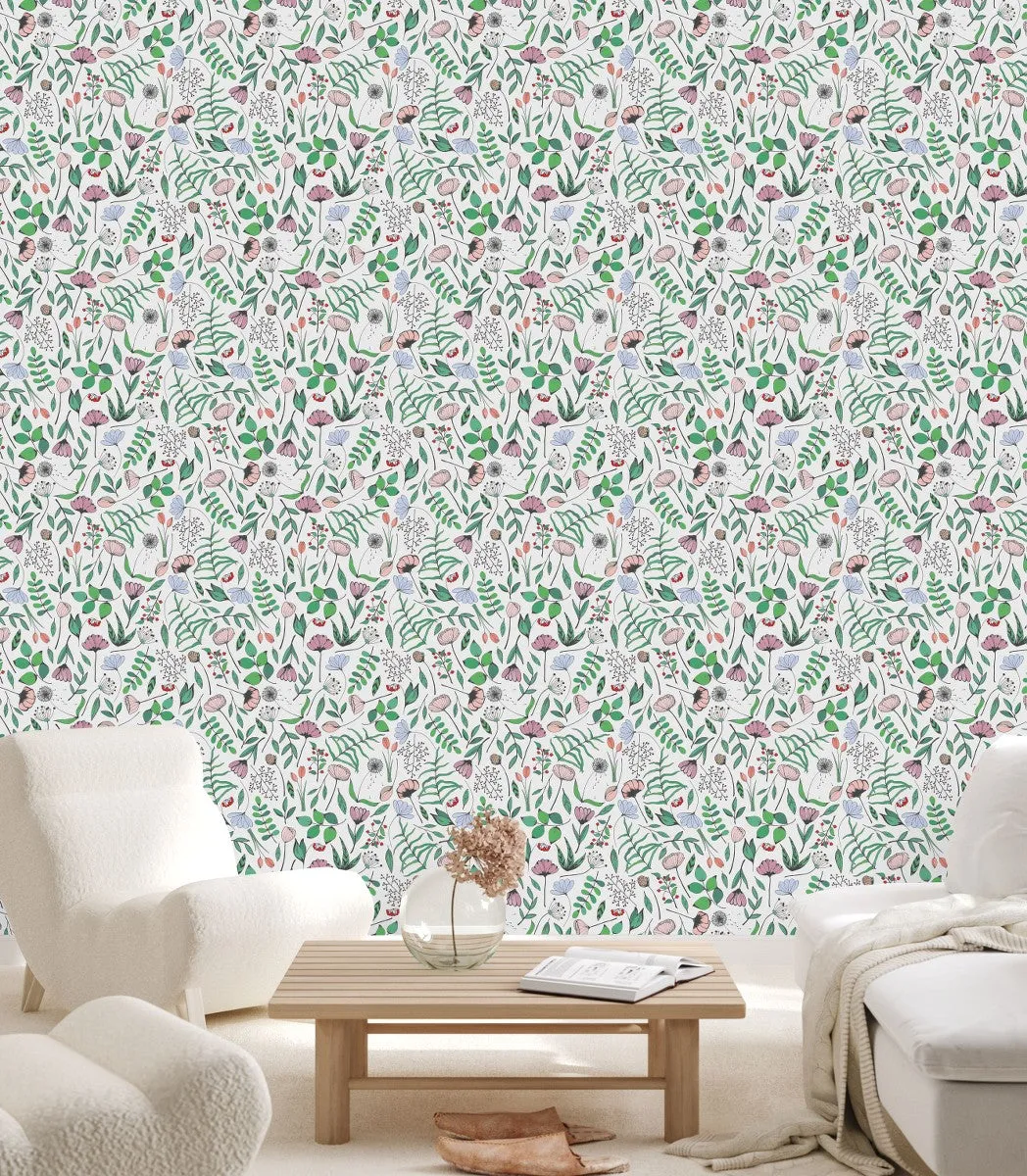 Fashionable White Floral Wallpaper Vogue High-Quality