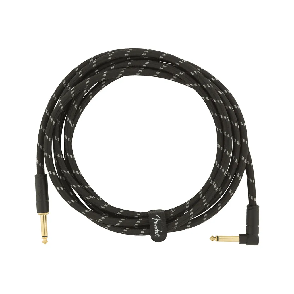 Fender Deluxe Series Angled Instrument Cable, 10ft, Black Tweed