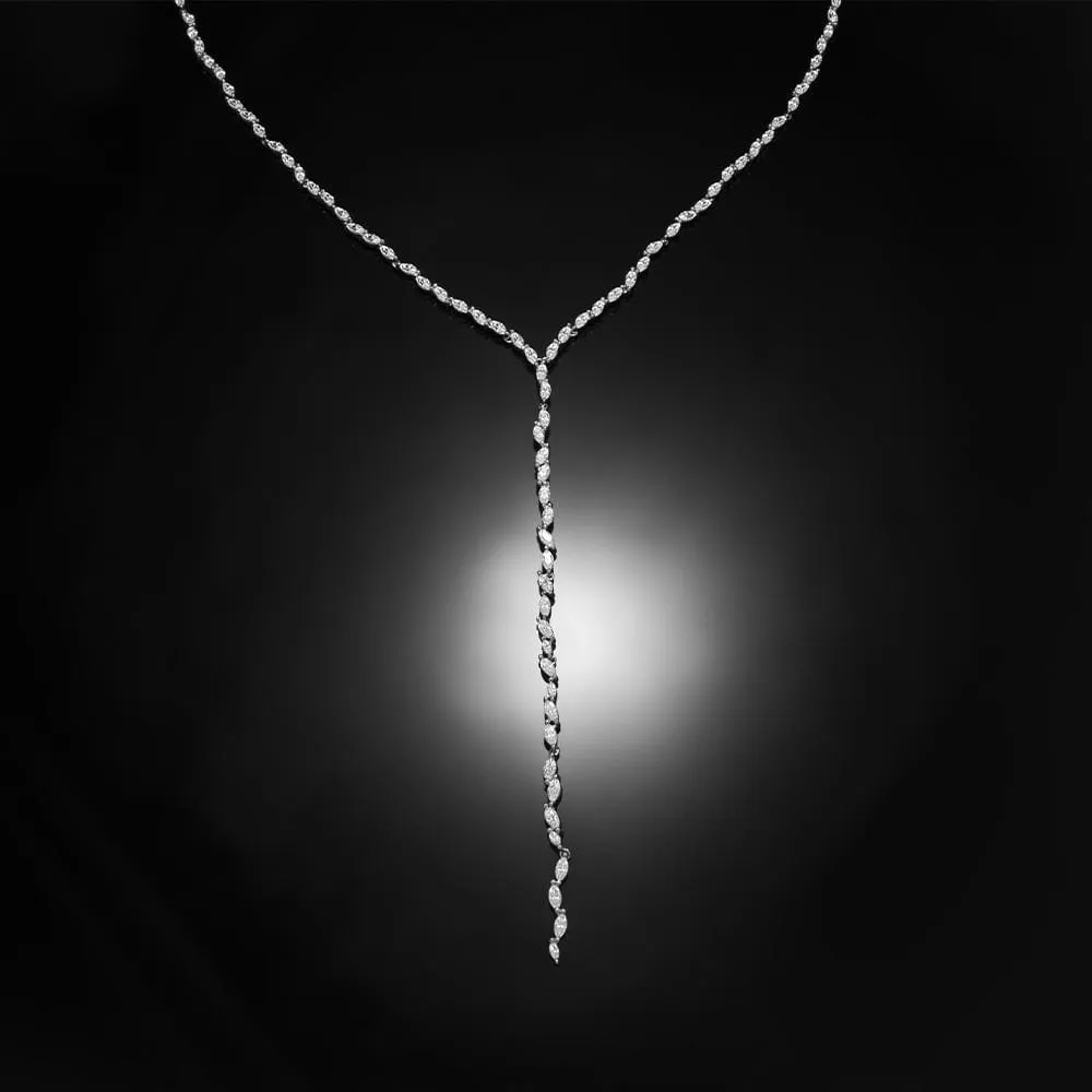 Festival Y-Drop Adjustable Necklace - White Silver