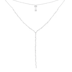 Festival Y-Drop Adjustable Necklace - White Silver