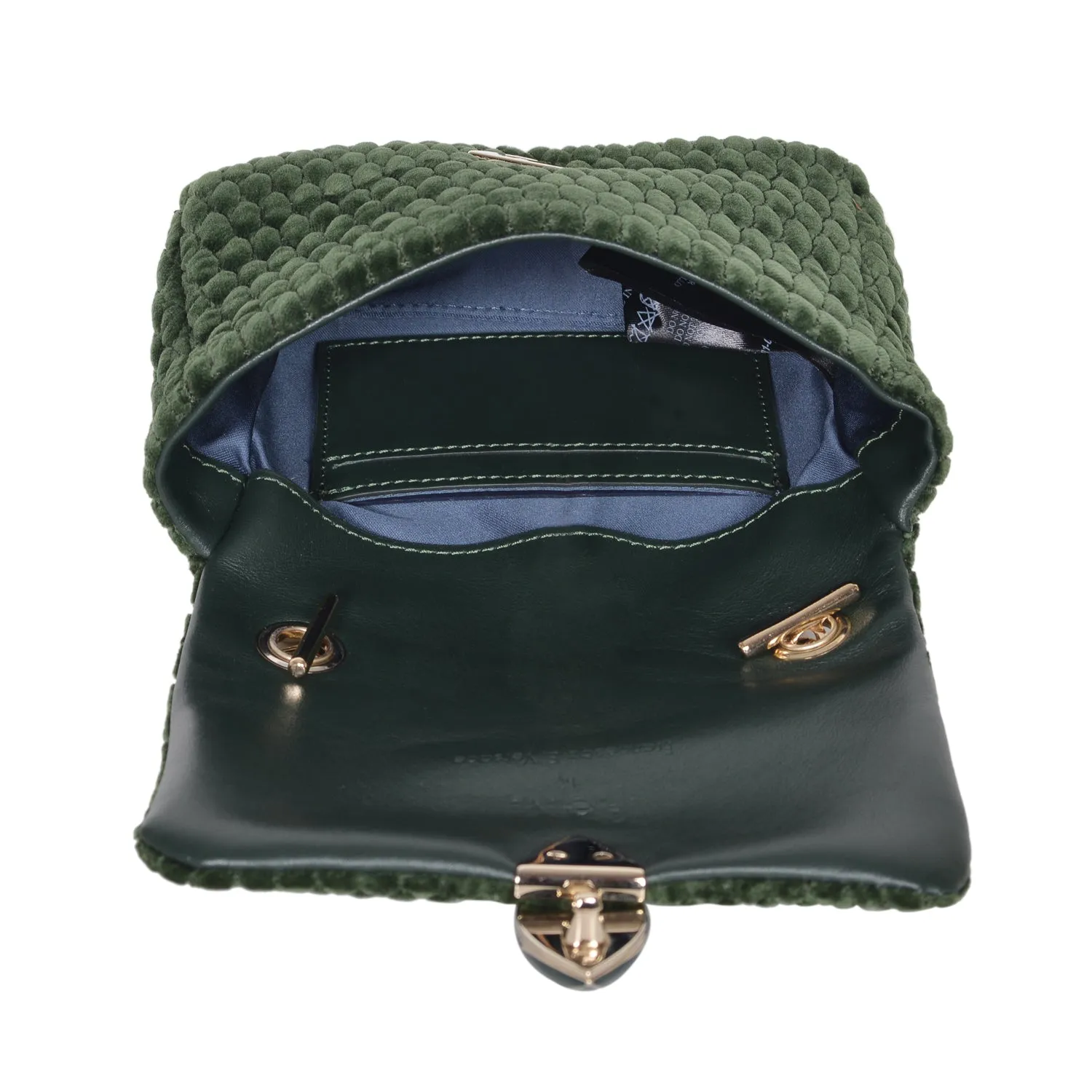 F.E.V GREEN QUILTED VELVET ASPEN BUM-CHAIN BAG