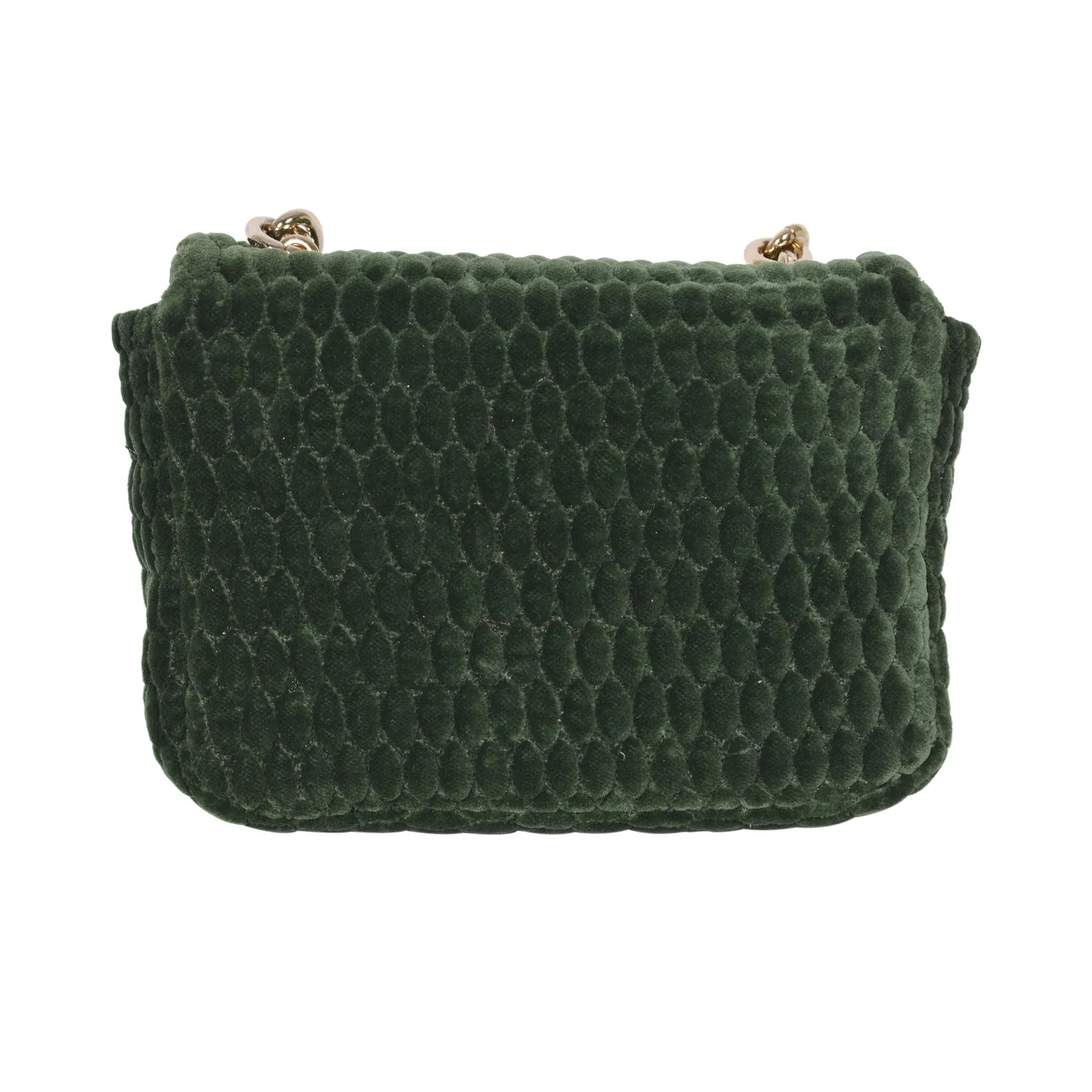 F.E.V GREEN QUILTED VELVET ASPEN BUM-CHAIN BAG