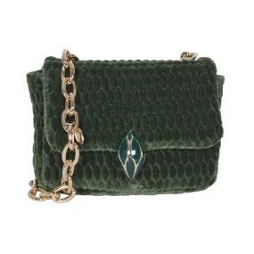 F.E.V GREEN QUILTED VELVET ASPEN BUM-CHAIN BAG