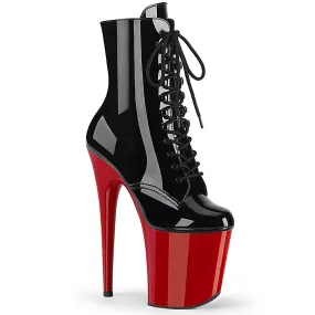 FLAMINGO-1020 Pleaser Shoes Red Platform Black Upper Exotic Dancer Boot