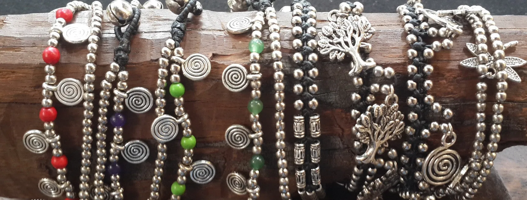 Hill Tribe Silver Bead And Triple Bead Charm Bracelets