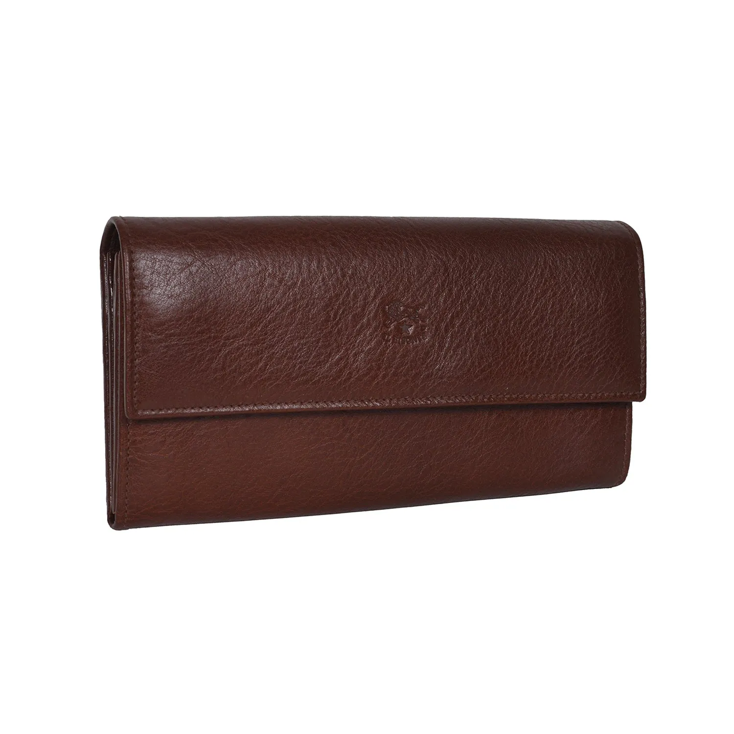 IL BISONTE WOMEN'S LONG WALLET IN BROWN  COWHIDE LEATHER