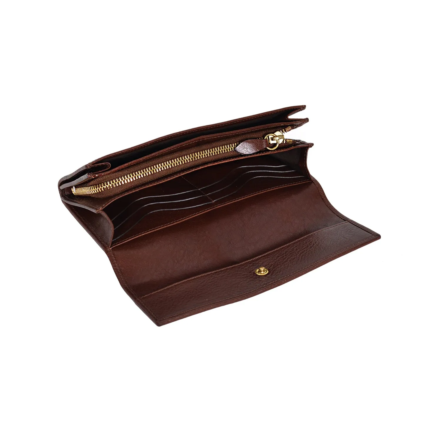 IL BISONTE WOMEN'S LONG WALLET IN BROWN  COWHIDE LEATHER