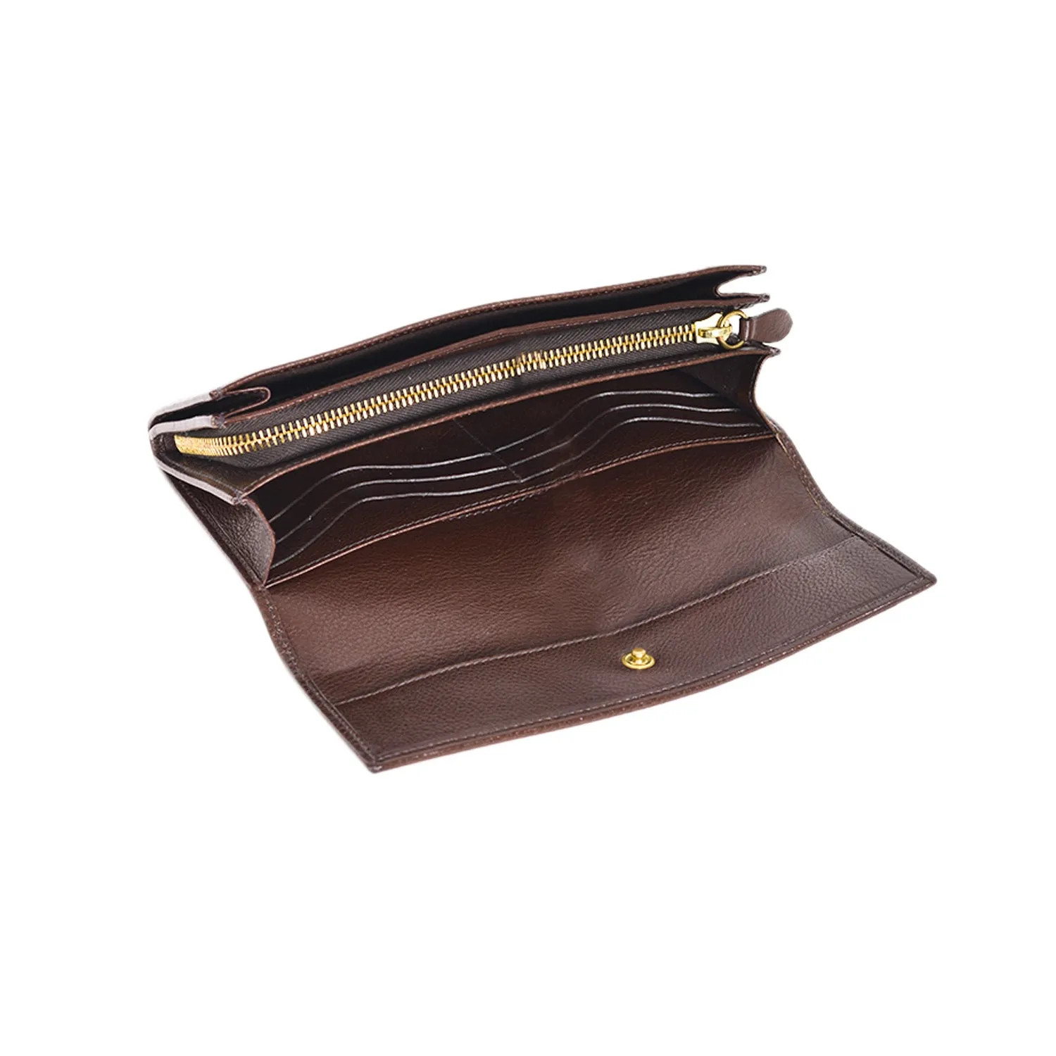 IL BISONTE WOMEN'S LONG WALLET IN DARK BROWN COWHIDE LEATHER