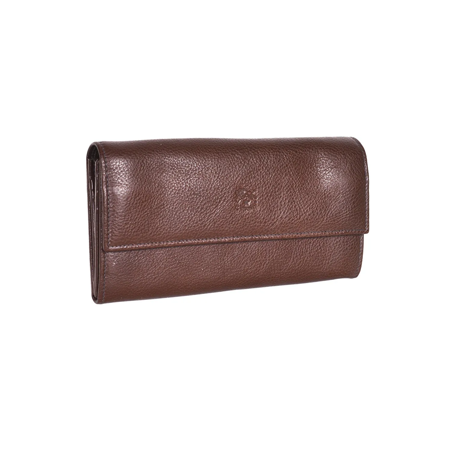 IL BISONTE WOMEN'S LONG WALLET IN DARK BROWN COWHIDE LEATHER