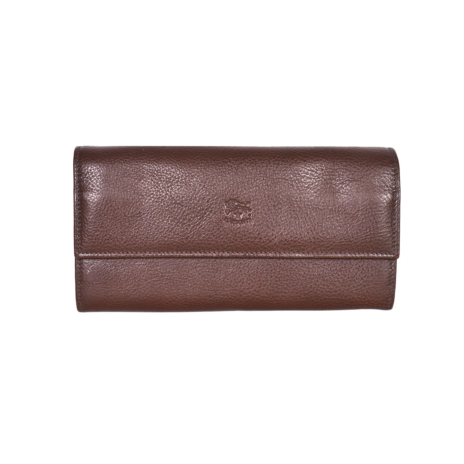 IL BISONTE WOMEN'S LONG WALLET IN DARK BROWN COWHIDE LEATHER