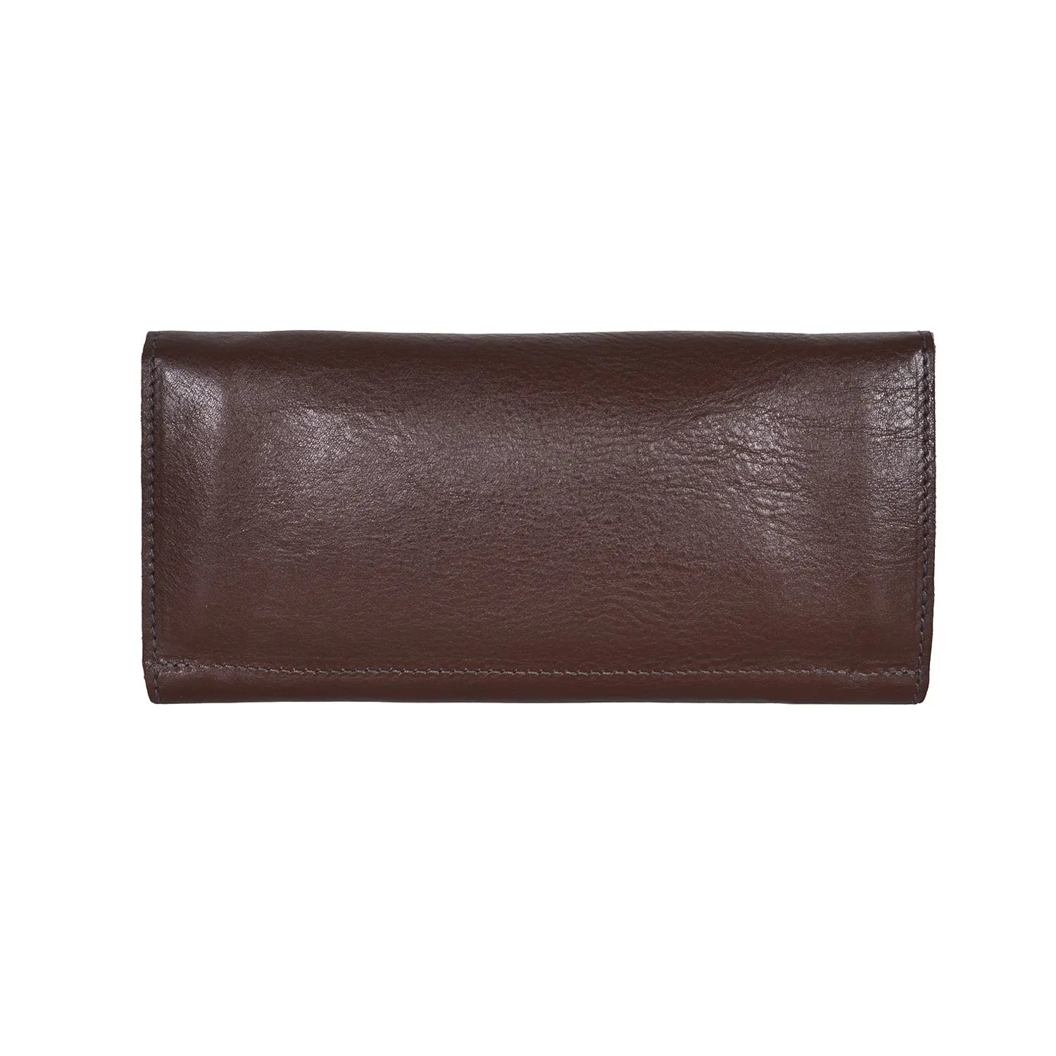 IL BISONTE WOMEN'S TRI-FOLD WALLET IN DARK BROWN  COWHIDE LEATHER