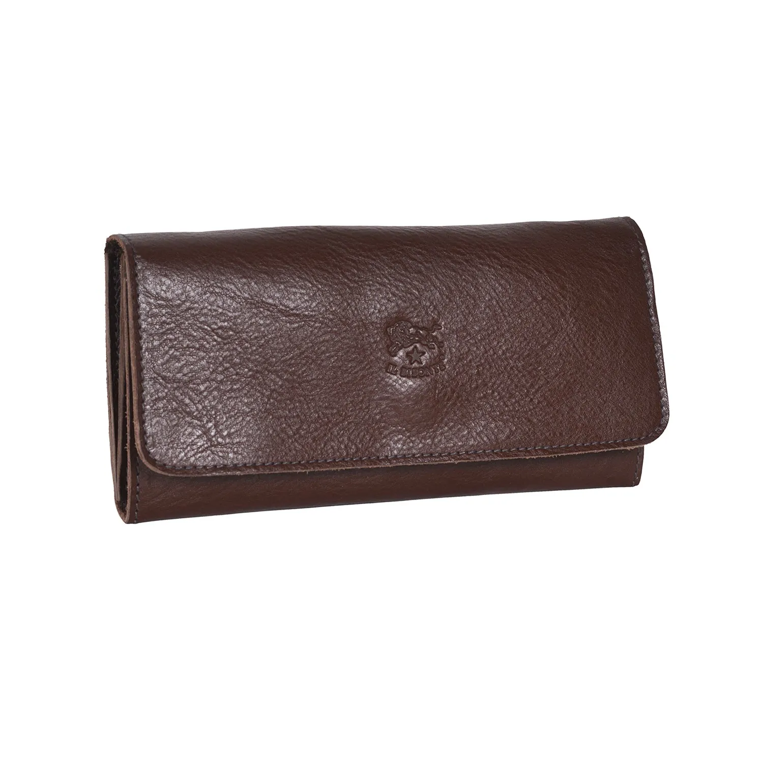 IL BISONTE WOMEN'S TRI-FOLD WALLET IN DARK BROWN  COWHIDE LEATHER