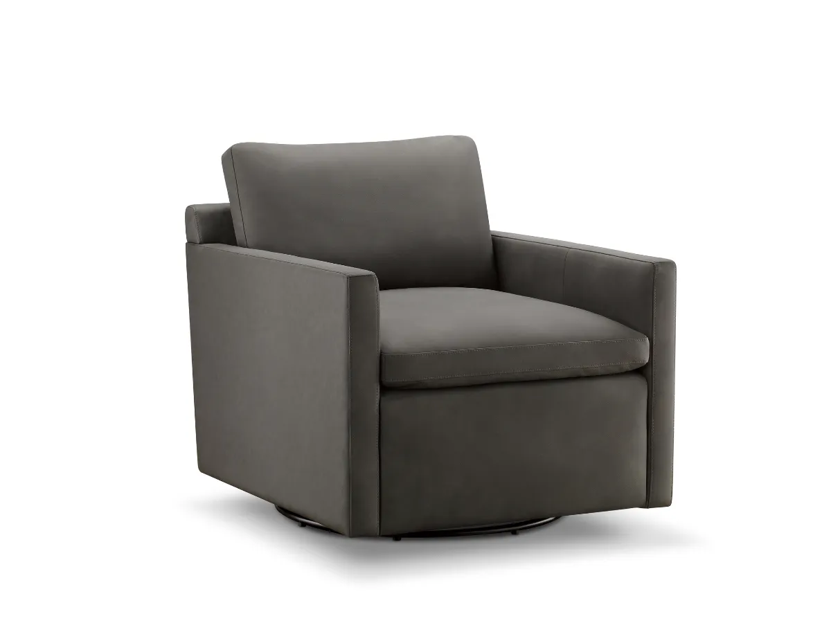 JoJo Fletcher Luxe Gray Nubuck Leather Swivel Chair