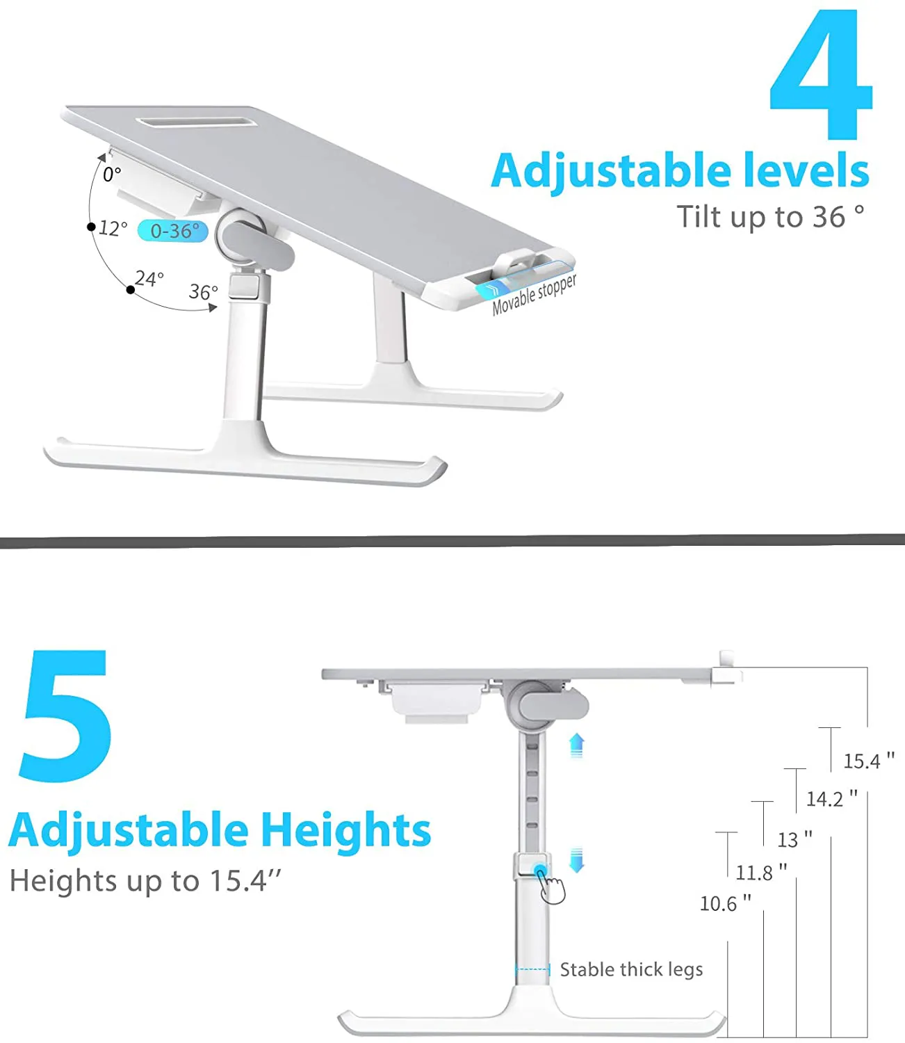 Laptop Bed Tray Desk Adjustable Laptop Stand for Bed, Foldable Laptop Table with Storage Drawer for Eating, Working, Writing, Gaming, Drawing