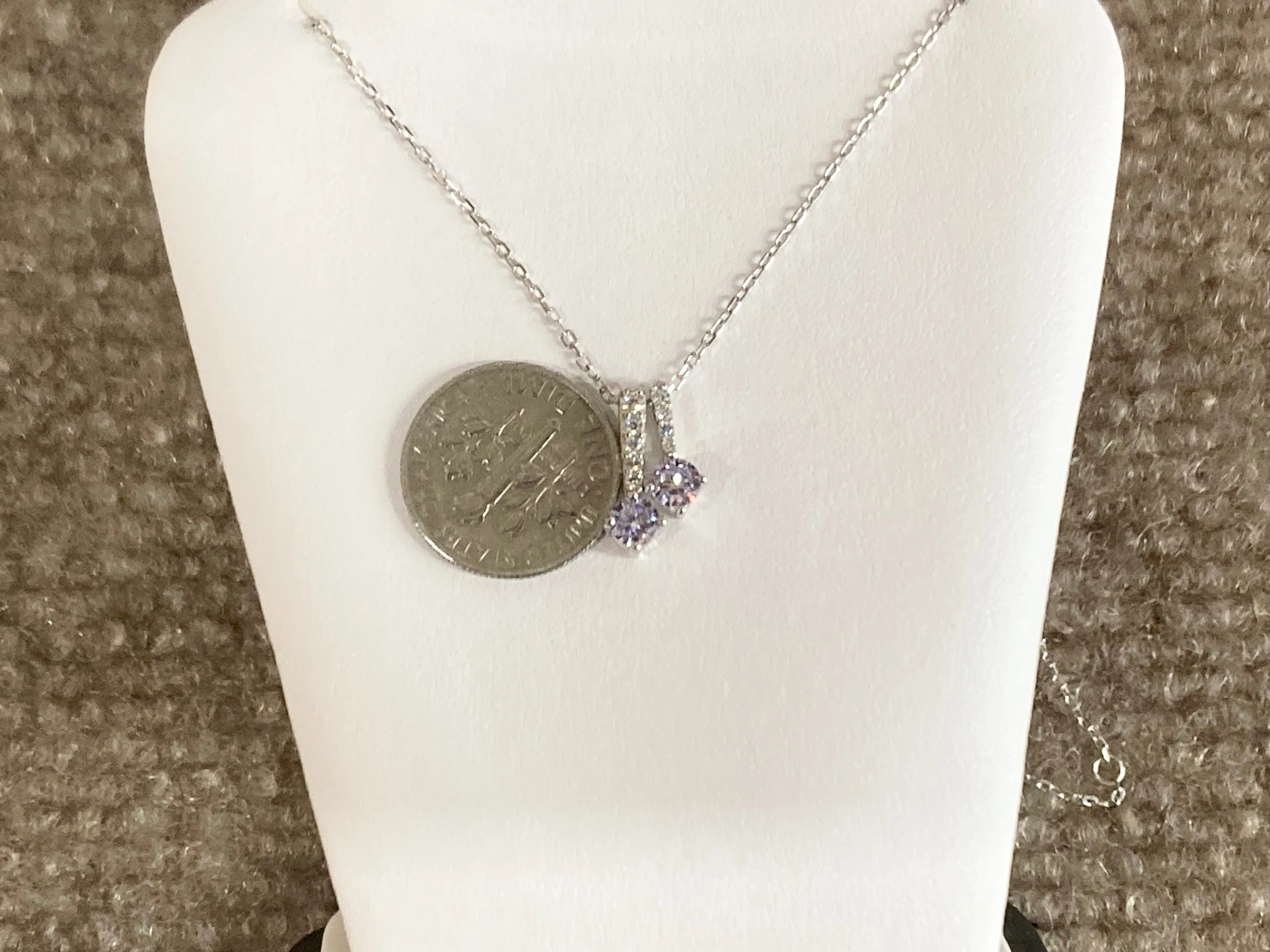 Light Purple Swarovski Zirconia Silver Adjustable Pendant