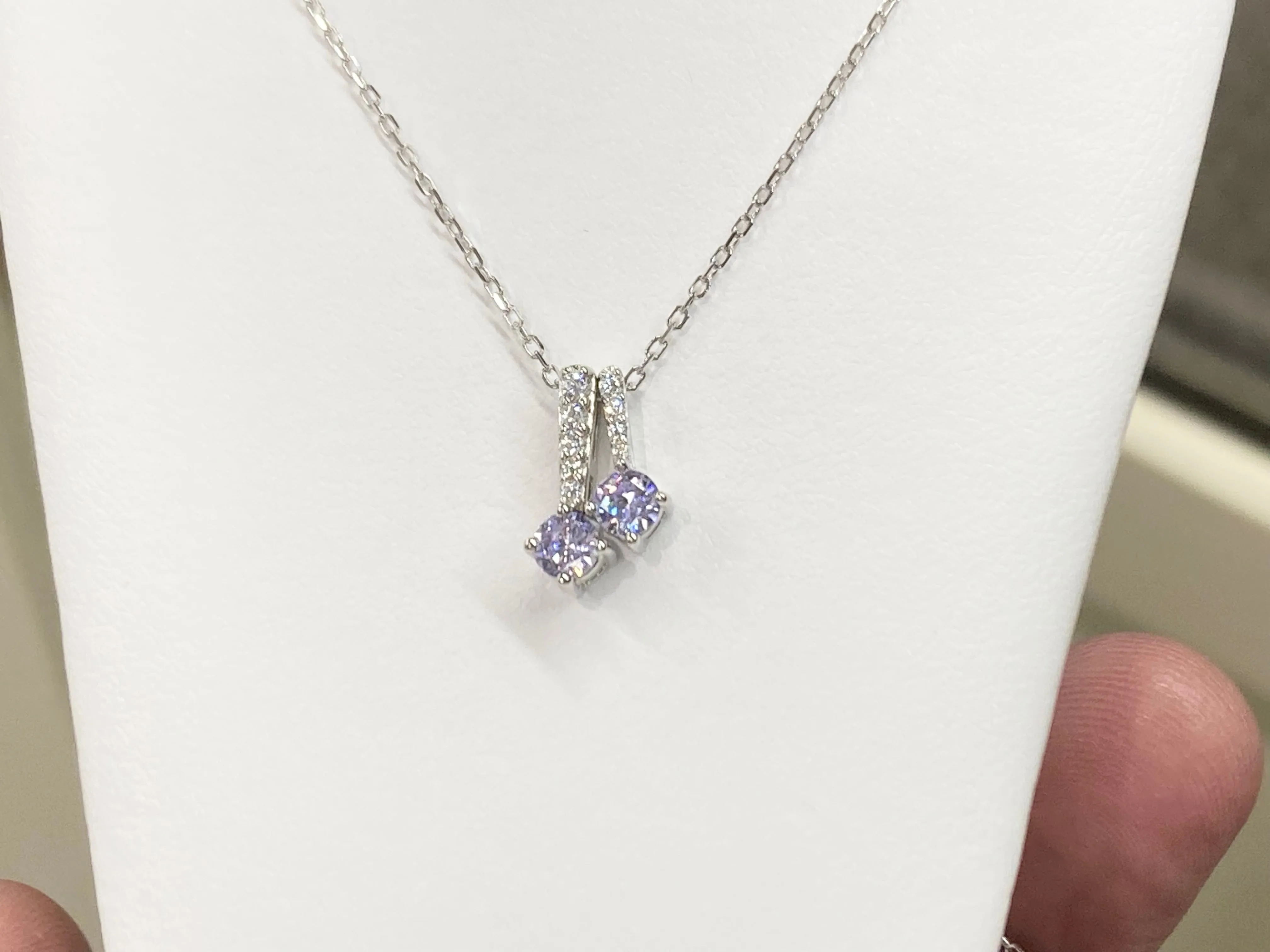 Light Purple Swarovski Zirconia Silver Adjustable Pendant