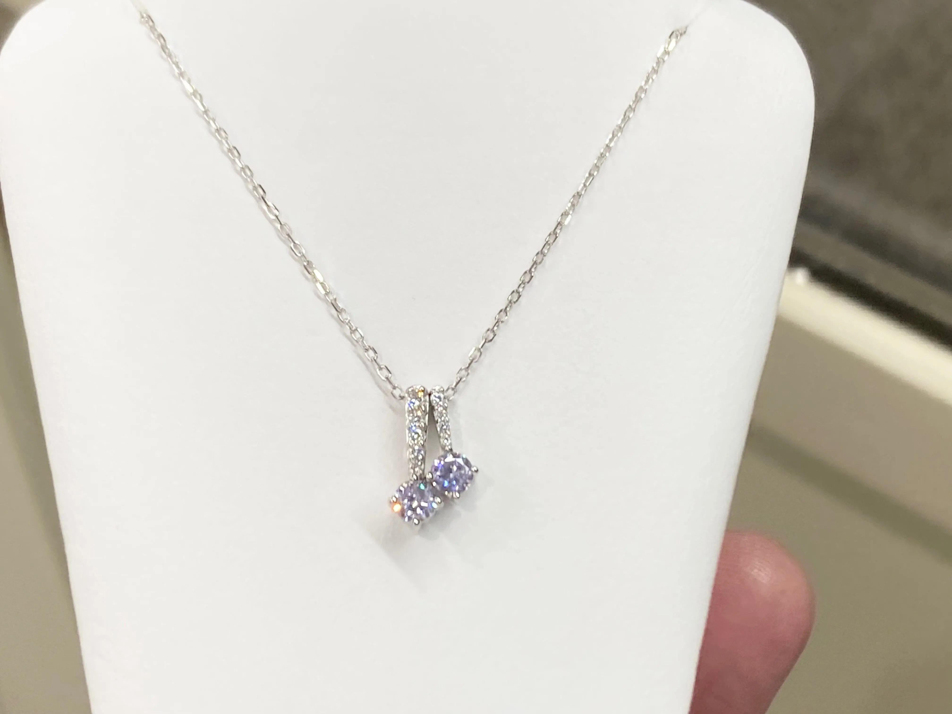 Light Purple Swarovski Zirconia Silver Adjustable Pendant