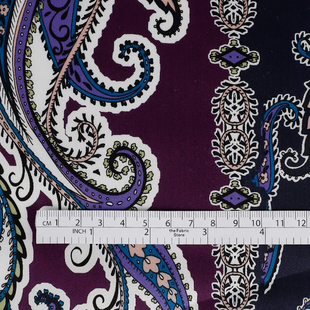 Lightweight Paisley Cotton - Navy / Purple