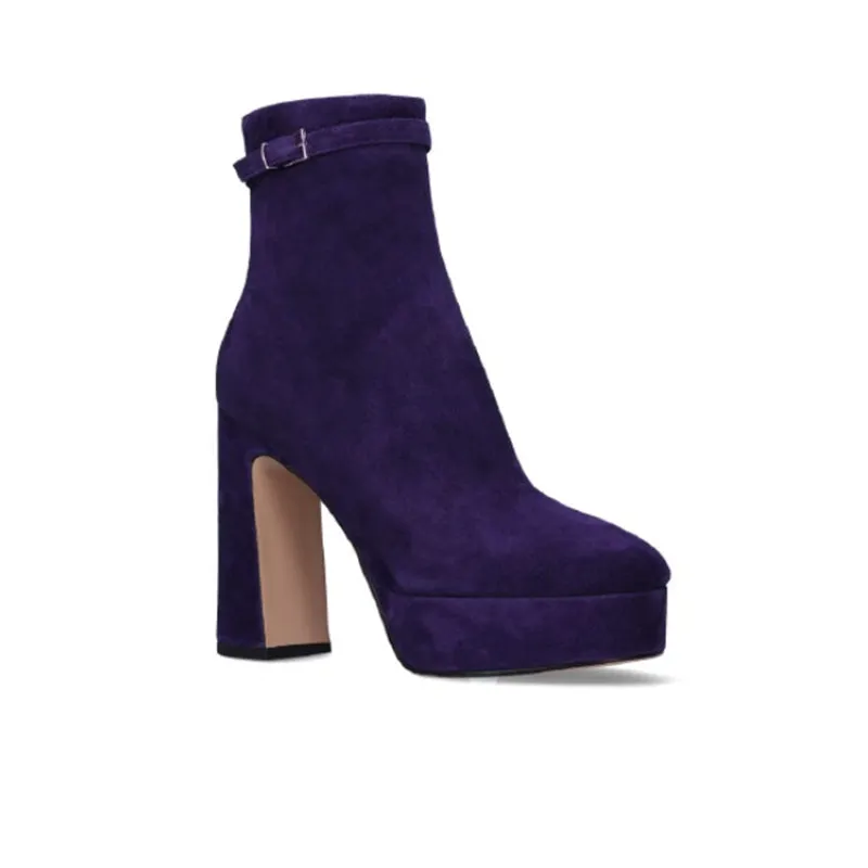 Lola Cruz Bolbec Azul Tinta Suede Platform Heeled Boots