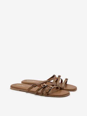 LUNA BLU Light Brown Buckled Sandals