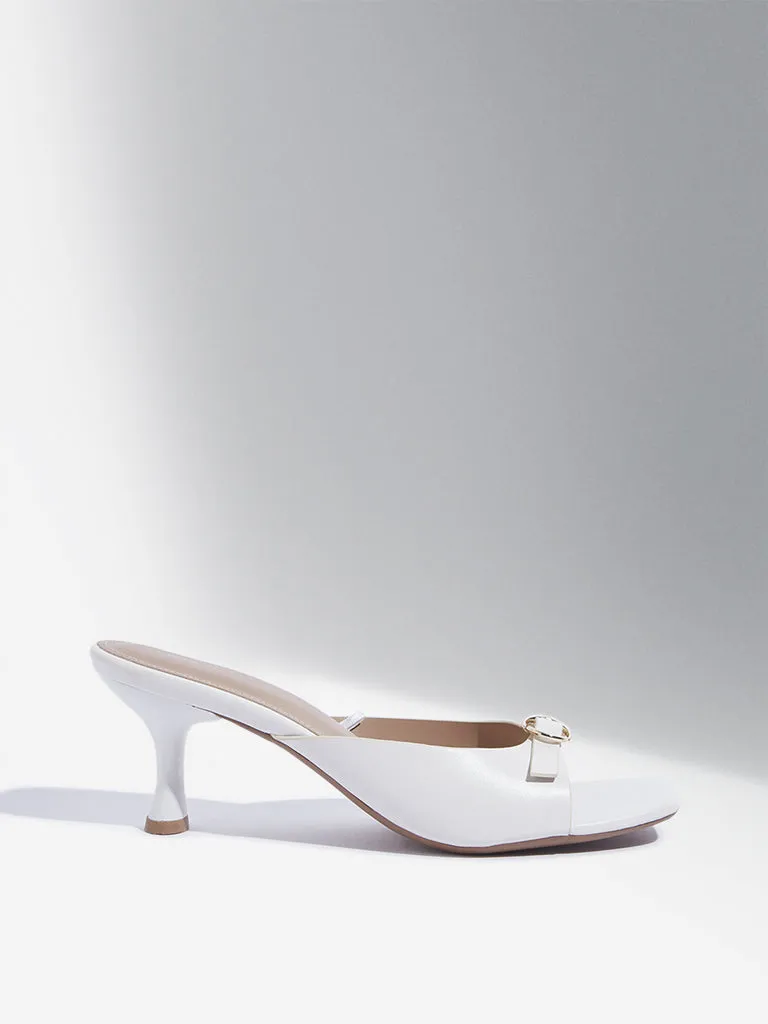 LUNA BLU White Buckled Heel Sandals