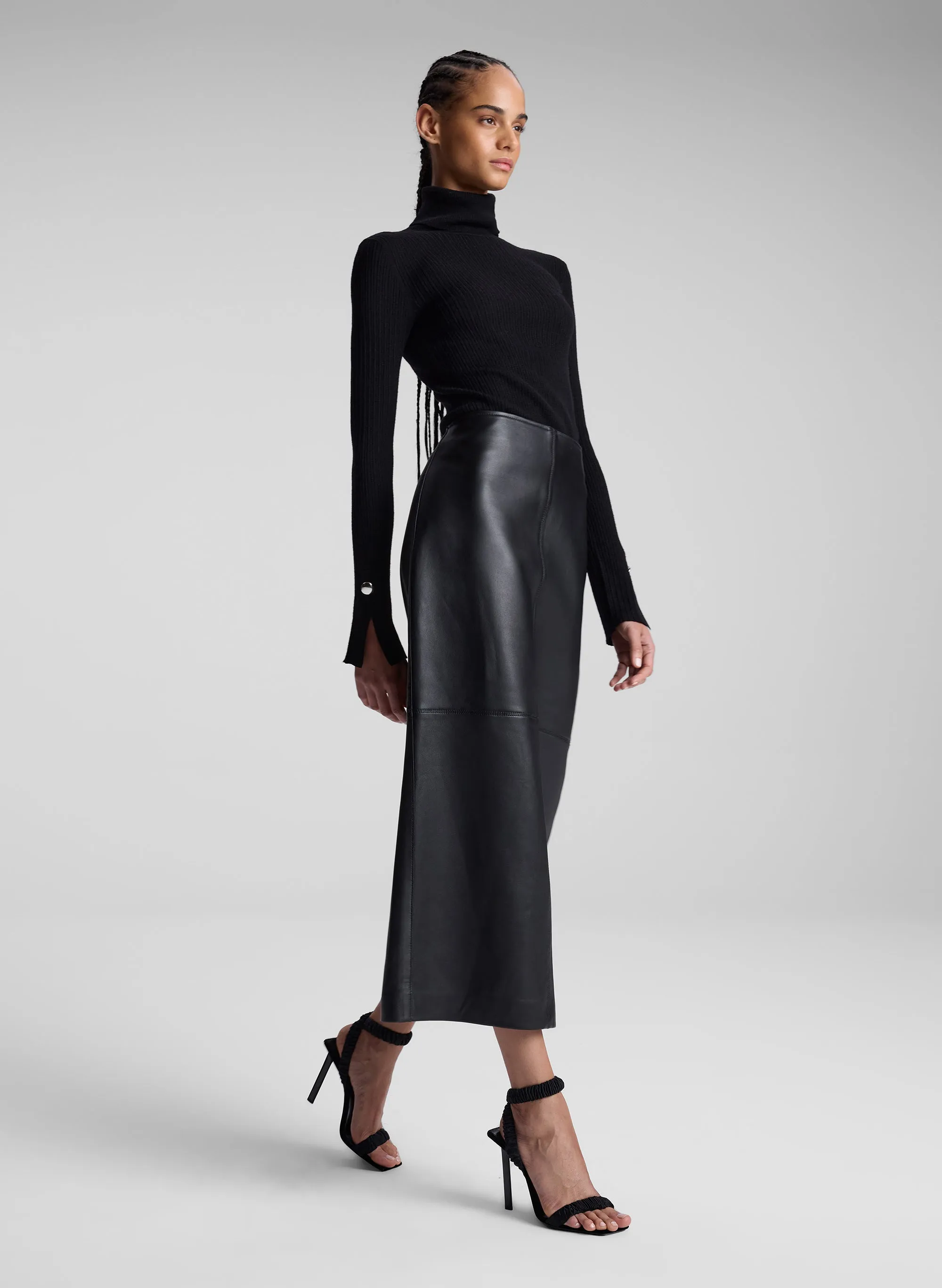 Marta Leather Midi Skirt