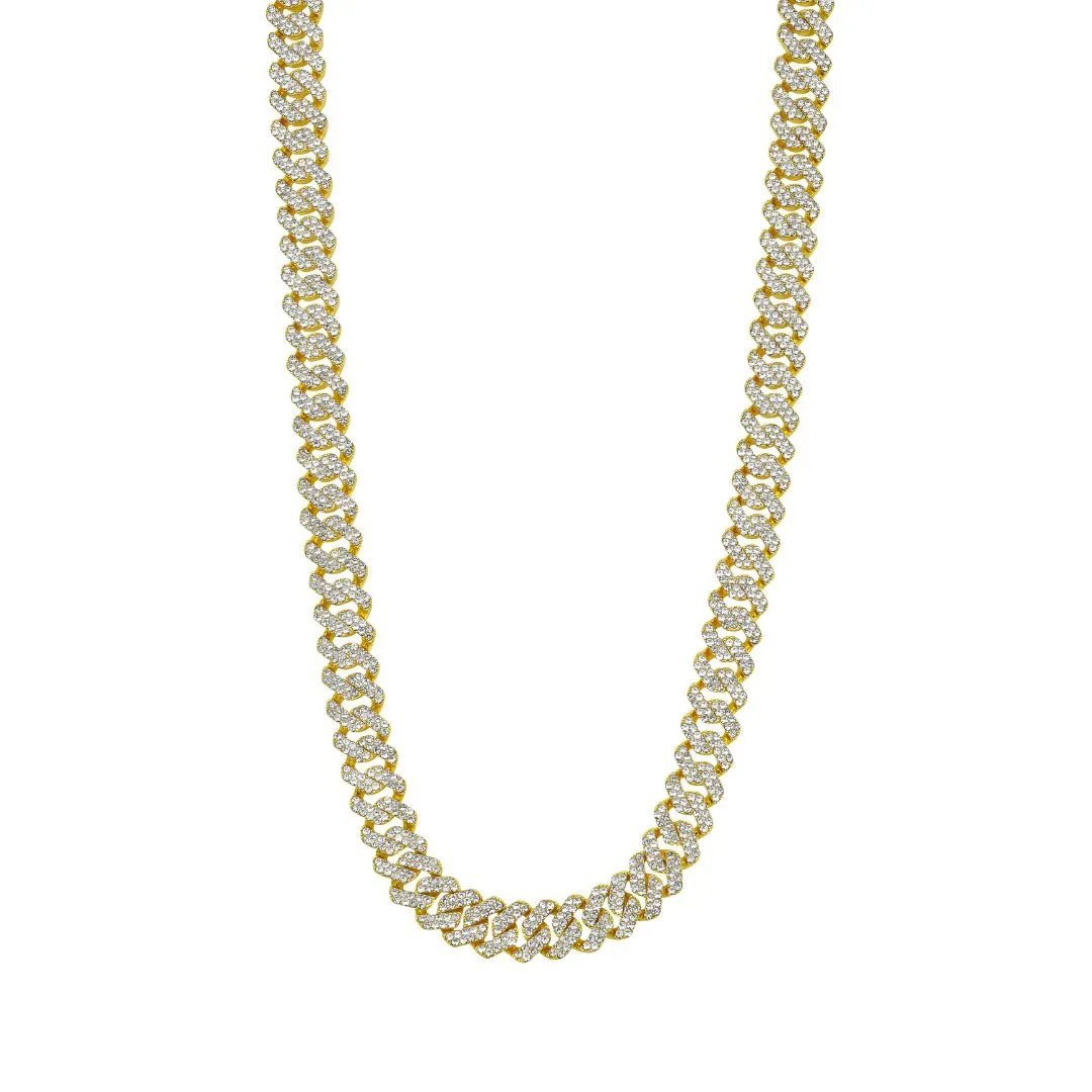 Men's 22" 10mm Cuban Edge Chain with CZ gold