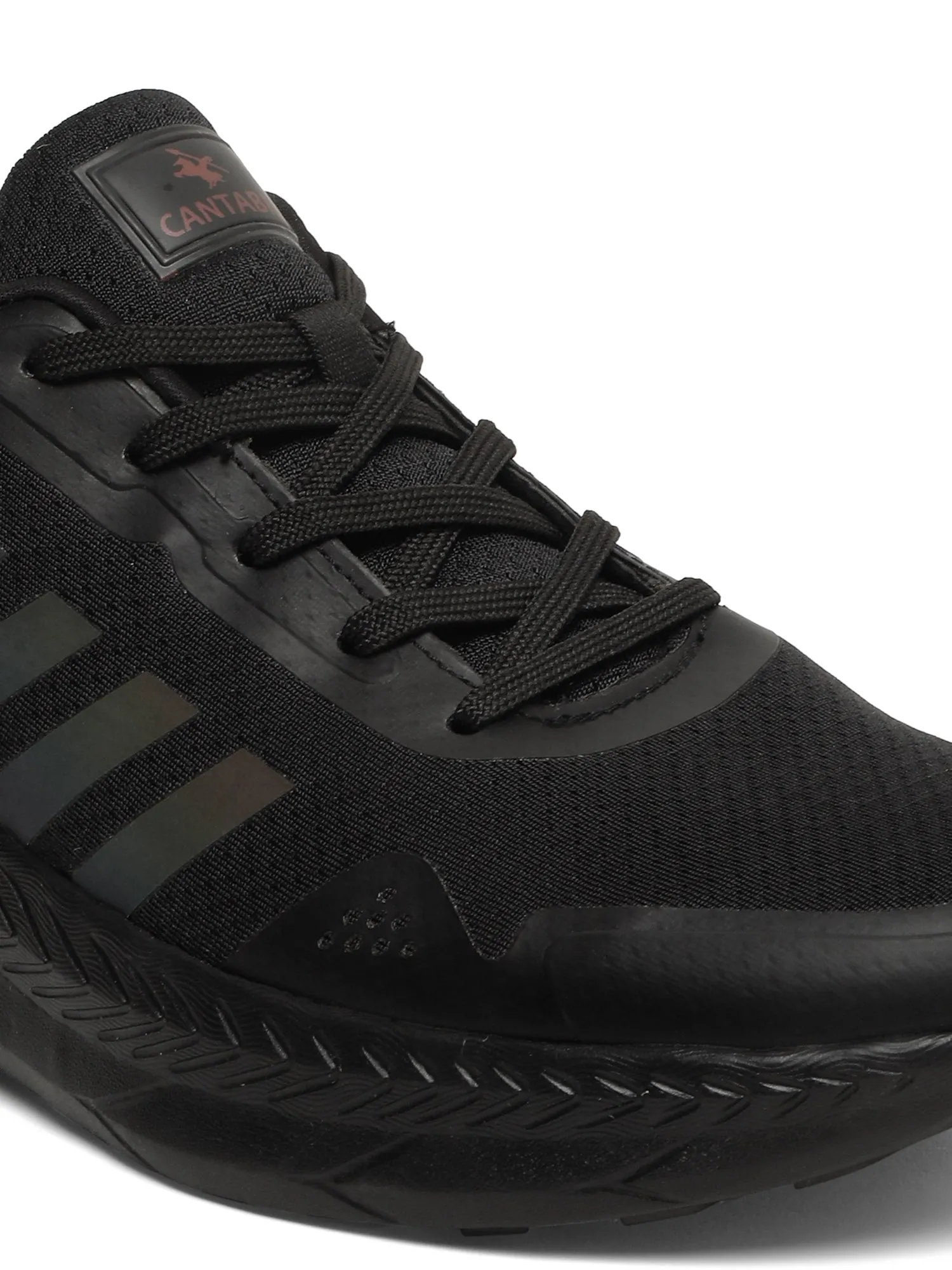 Men's Black Solid Lace-Up Running Shoes