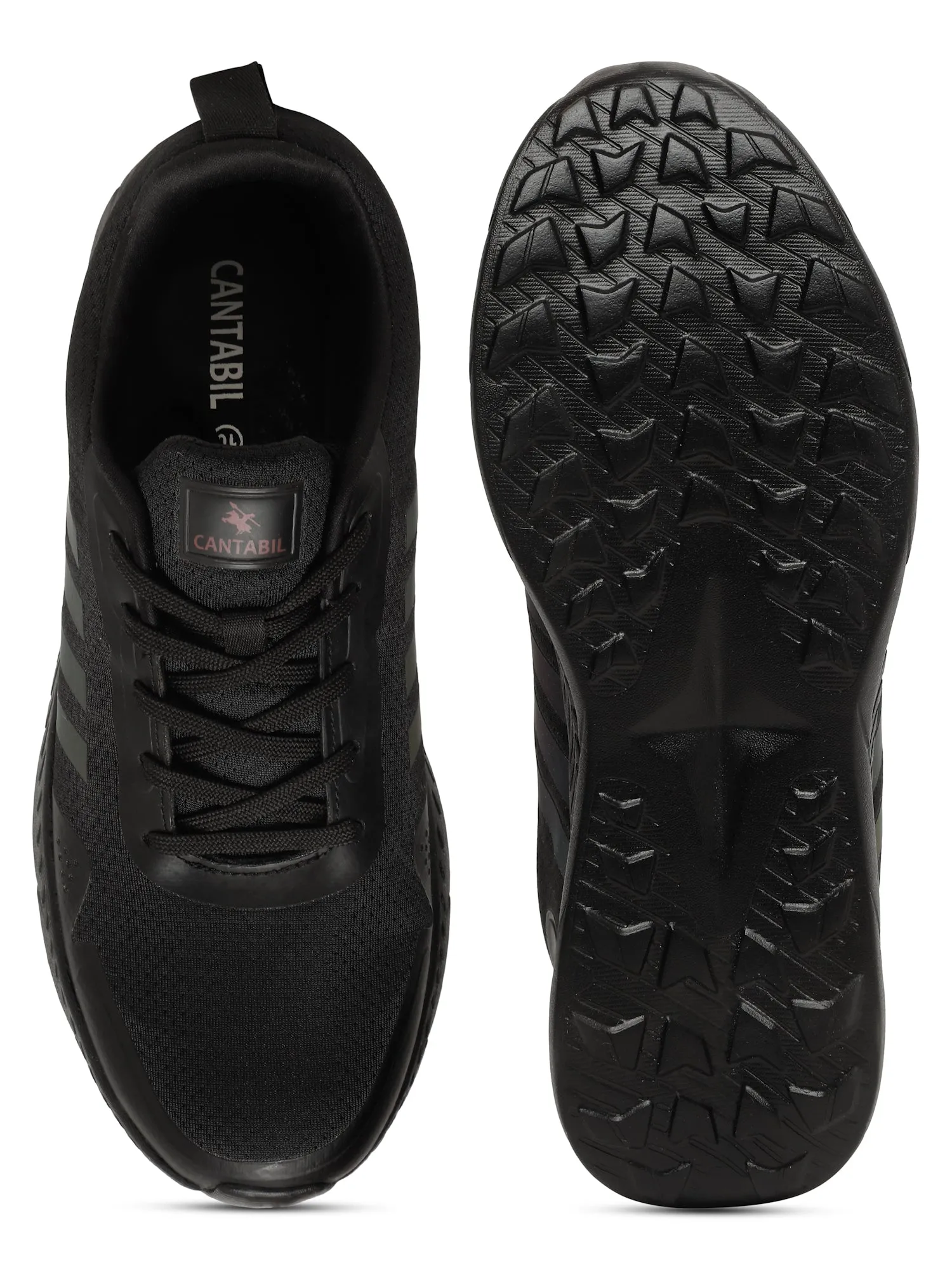 Men's Black Solid Lace-Up Running Shoes