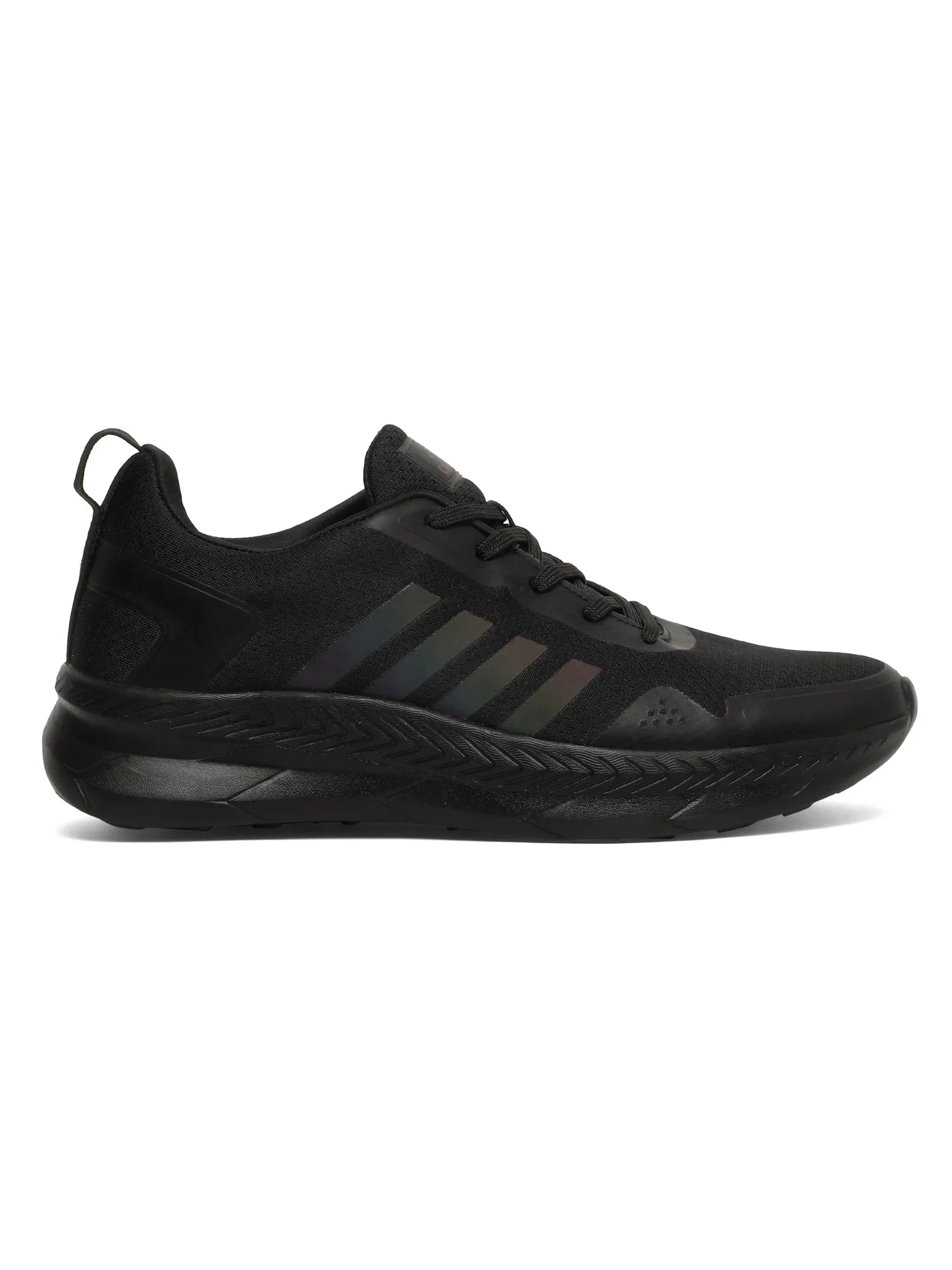 Men's Black Solid Lace-Up Running Shoes