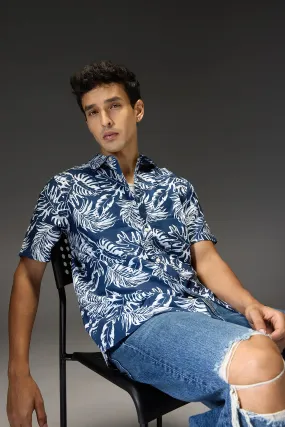 Men's Regular Blue Tropical Shirt