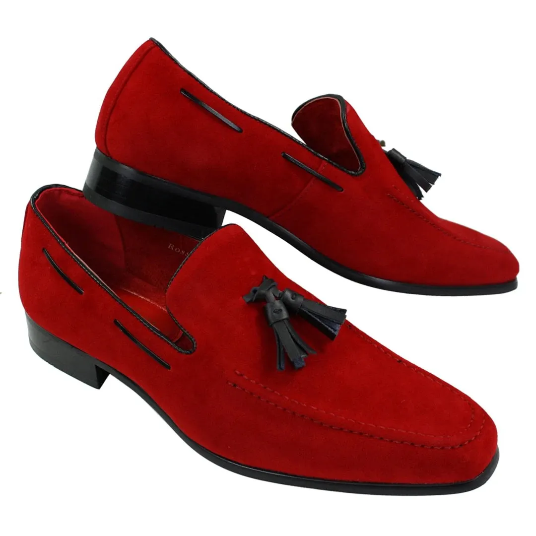 Mens Suede Loafers Driving Shoes Slip On Tassle Design Leather Smart Casual