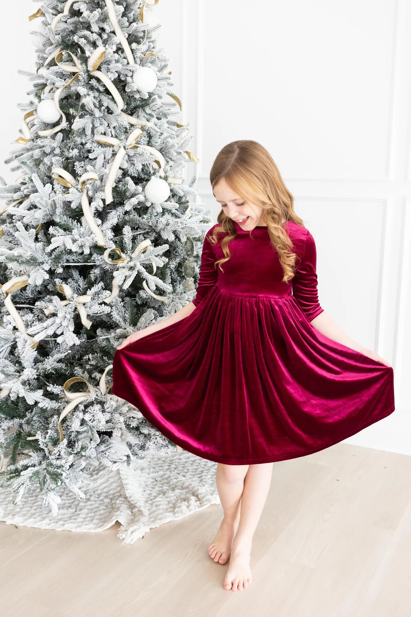 Mila & Rose Cranberry Velvet Twirl Dress