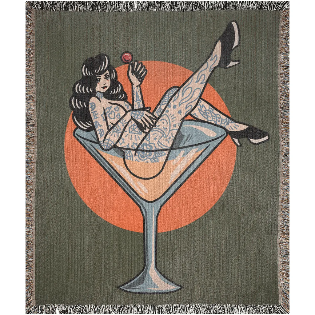 Miss Martini Traditional Tattoo Style - Woven Blanket