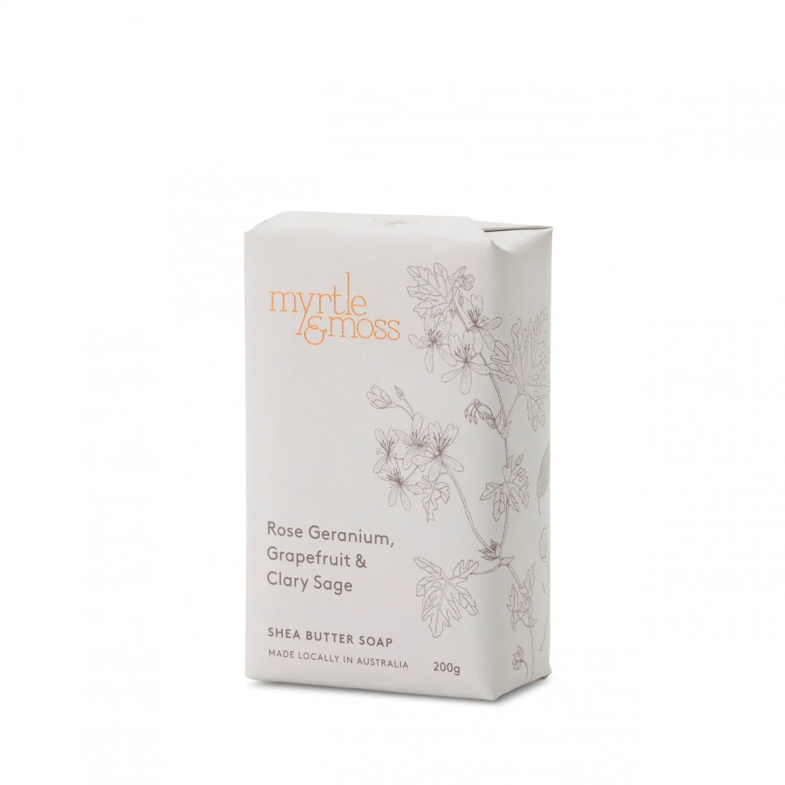 Myrtle & Moss - Shea Soap: Rose Geranium, Grapefruit, Clary Sage 200g