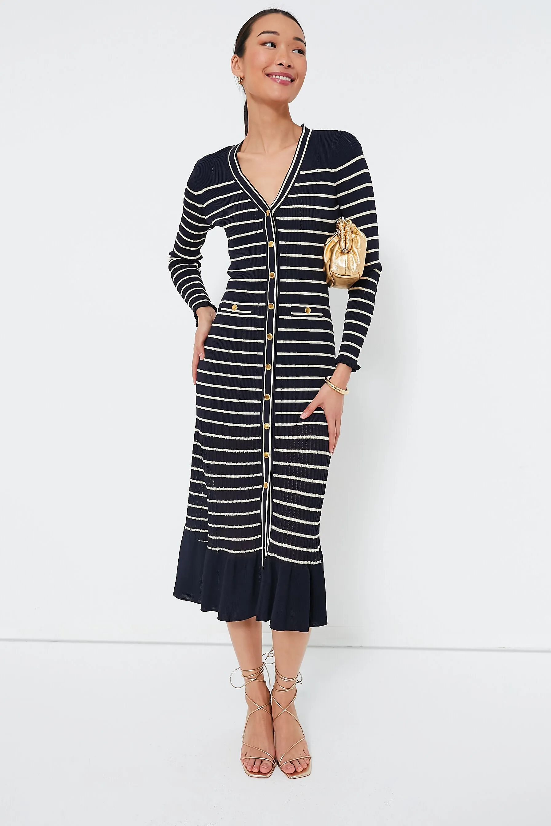 Navy Stripe Marina Midi Dress