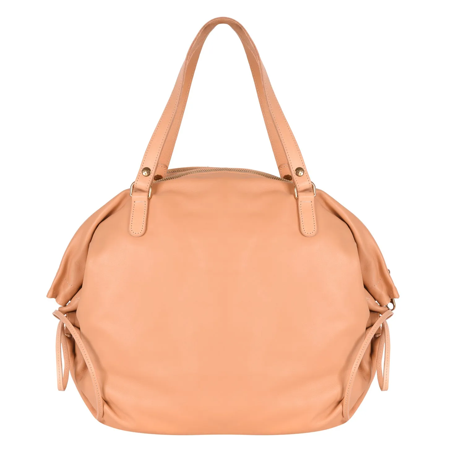 NEW IL BISONTE WOMEN'S CANDY COLLECTION SHOULDER BAG IN BEIGE LEATHER