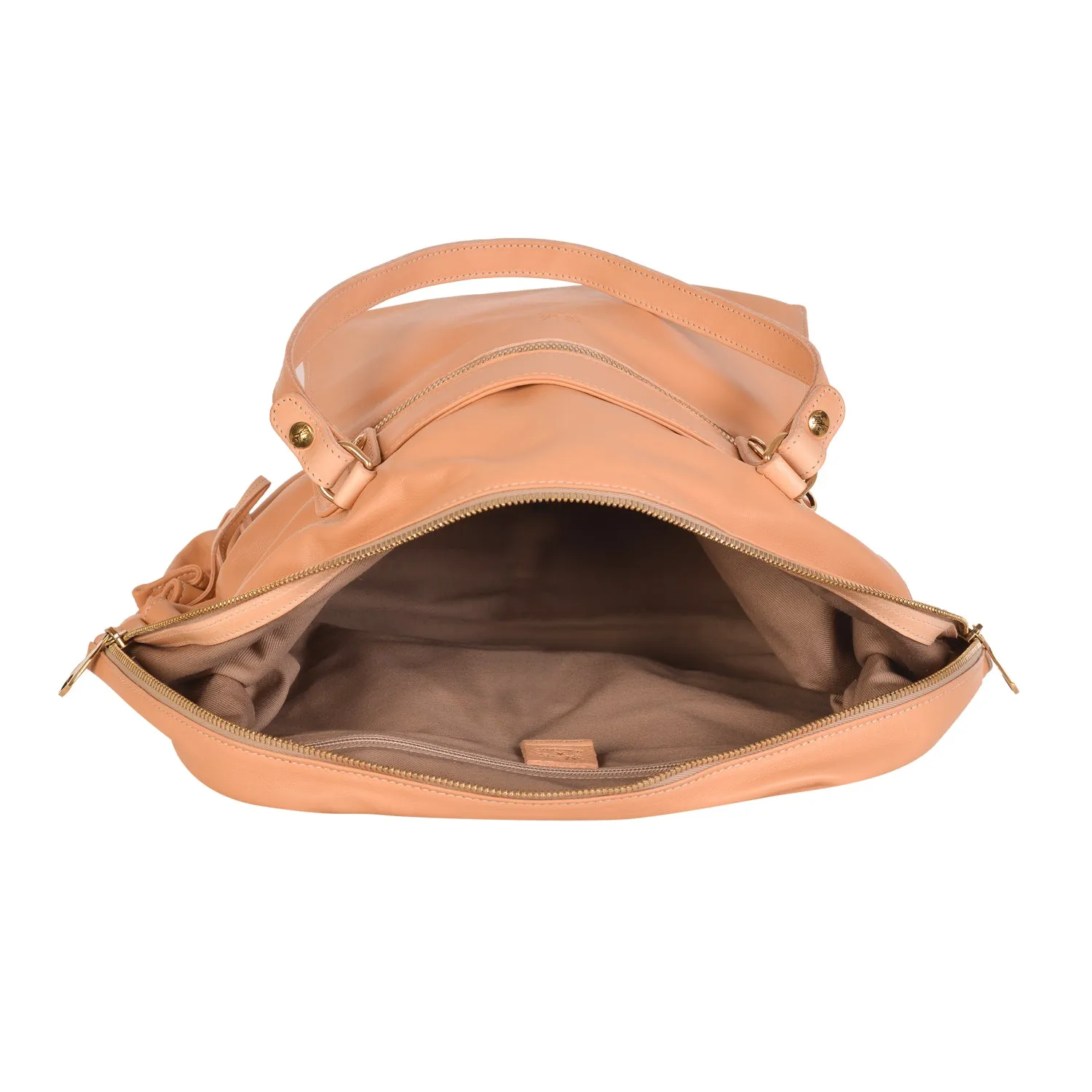 NEW IL BISONTE WOMEN'S CANDY COLLECTION SHOULDER BAG IN BEIGE LEATHER